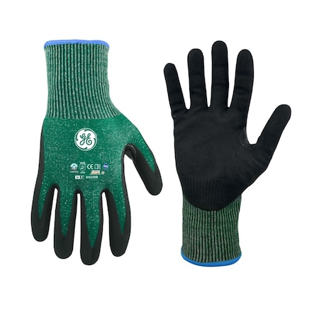 Ge Coated Gloves, Nitrile, Blue, L 1 PR GG230MC